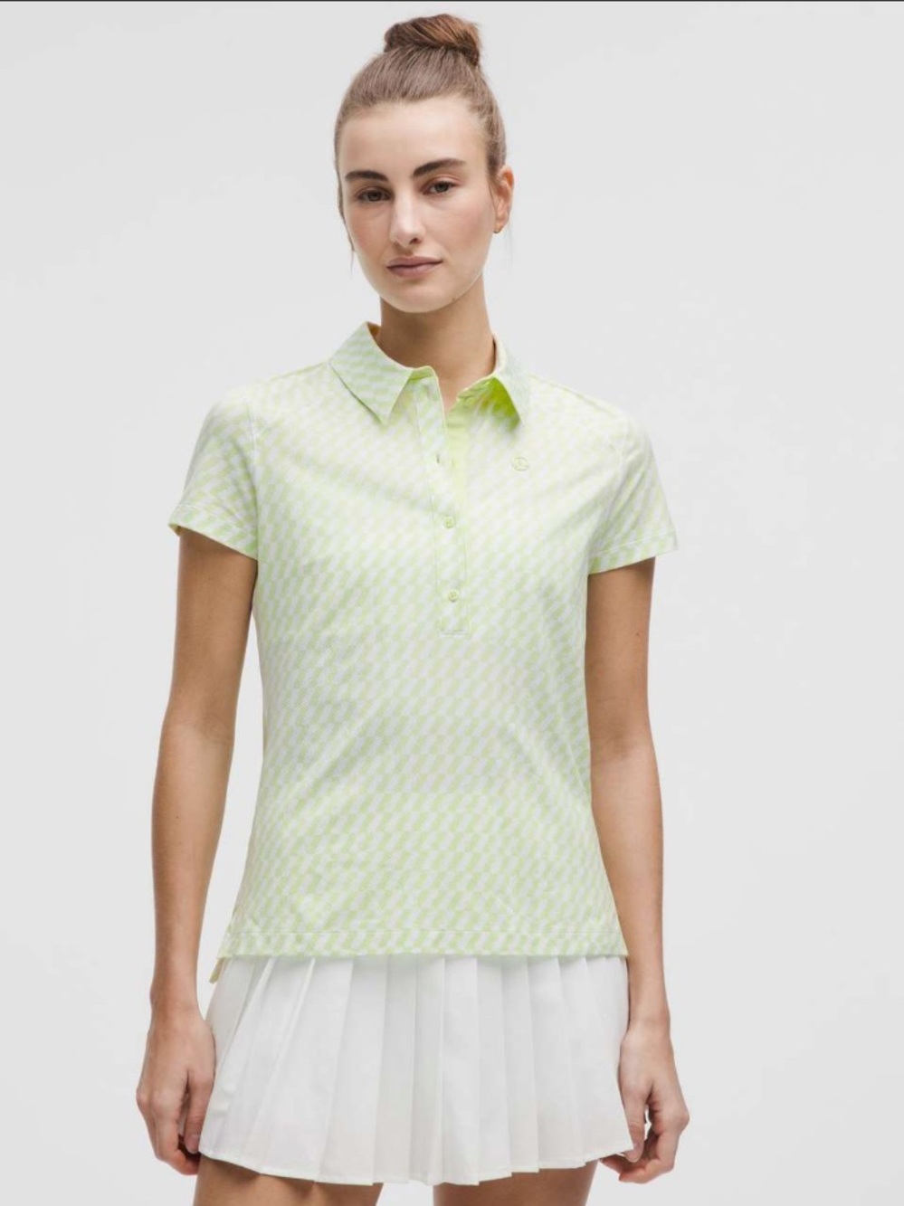 NWT Lululemon Quick-Dry Short-Sleeve Polo Shirt *Straight Hem Green White size 6